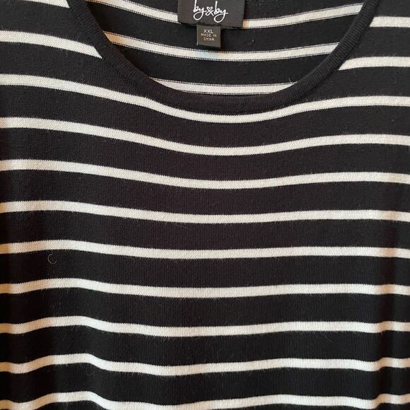 BLACK AND WHITE KNIT SKATER DRESS SIZE XXL BY & BY - Picture 2 of 7